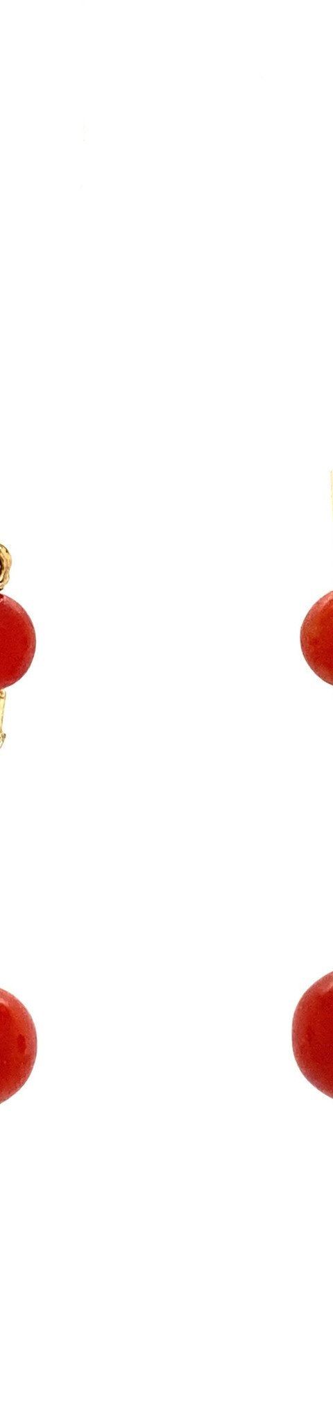 Vintage 18K Gold Drop Earrings with Red Coral